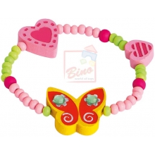 BINO DŘEVO Náramek motýl žlutý