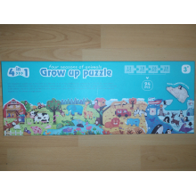 Dřevěné puzzle 4v1 celkem 94 dílů - farma