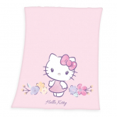 HERDING Fleece deka Hello Kitty květy  Polyester, 130/160 cm