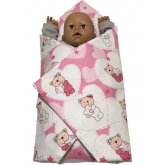 SDS Rychlozavinovačka pro panenky Medvídek srdíčka růžová Bavlna, výplň: Polyester, 1x 60x60 cm