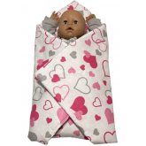 SDS Rychlozavinovačka pro panenky Srdíčka šedorůžová Bavlna, výplň: Polyester, 1x 60x60 cm