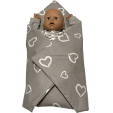 SDS Rychlozavinovačka pro panenky Srdíčka šedá Bavlna, výplň: Polyester, 1x 60x60 cm
