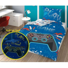 Povlečení Start Game Blue svítící 140/200, 70/80