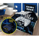 Svítící bavlněné povlečení - Game Over Start - 140 x 200 cm - Detexpol